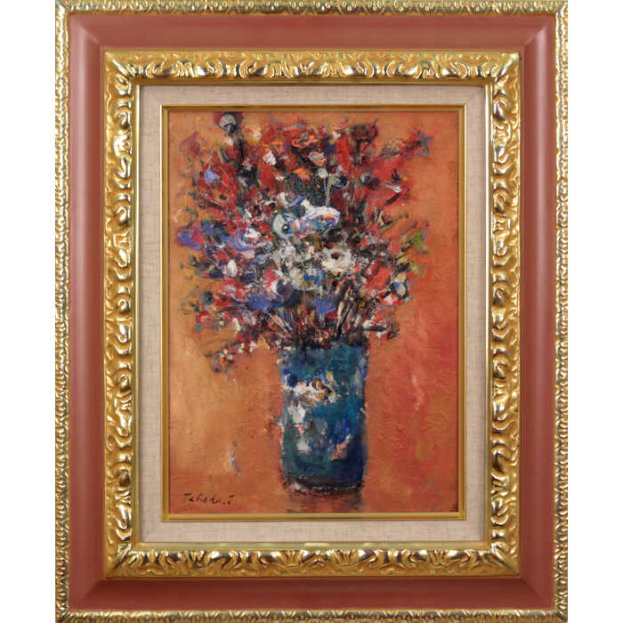 Rakuten - 絵画 武田忠子 油絵・油彩画 『花』 花 静物 可愛らしい 一点物 美術品 アート たけだただこ