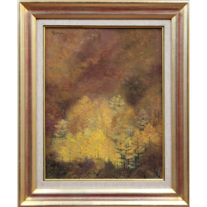 絵画 木村訓丈 油絵・油彩画 『谷間の秋』 森 紅葉 自然 風景 秋 幻想的 穏やか 一点物 美術品 アート きむらくんじょう
