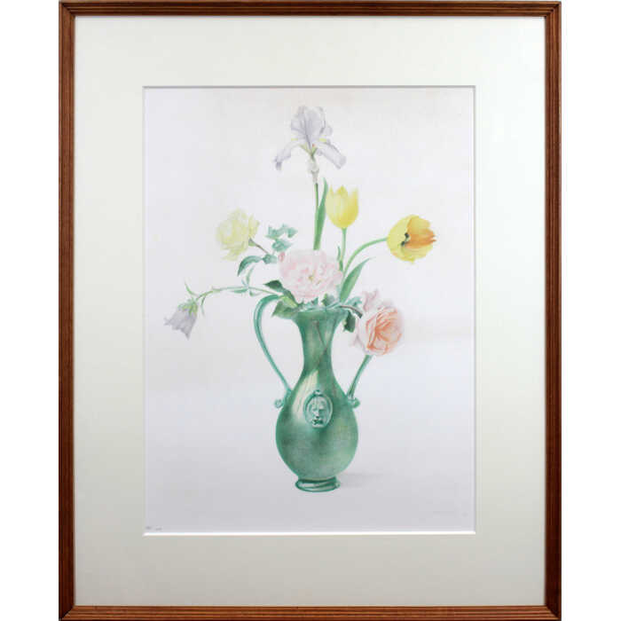 絵画 山口健智 リトグラフ 版画 『花』 花 静物 優しい 明るい 淡い 穏やか 美術品 アート やまぐちけんち