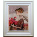 絵画 今井幸子 リトグラフ 版画 『赤い花束』 人物 美人 花 美術品 アート いまいさちこ