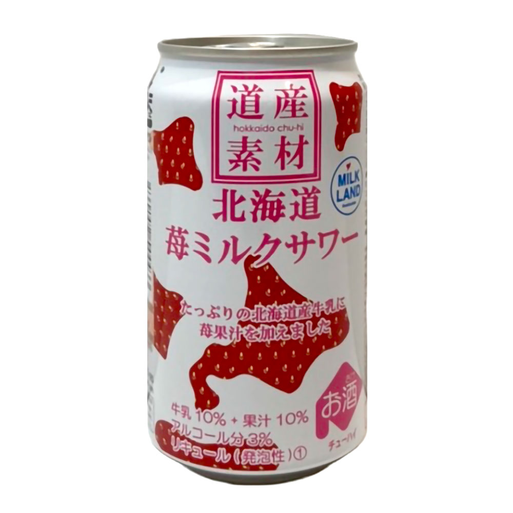 北海道麦酒醸造 道産素材 苺ミルクサワー 350ml 缶｜チューハイ 缶酎ハイ お酒 プレゼント かわいい 男性 女性 誕生日 お祝い お礼 挨拶