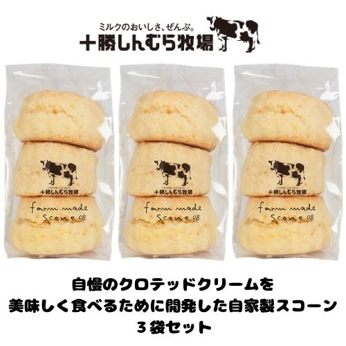 スコーン 【送料込】十勝しんむら牧場 スコーン 自家製 1袋3個入り×3袋セット｜お中元 父の日 ギフト グルメ かわいい お菓子 詰め合わせ プレゼント 誕生日