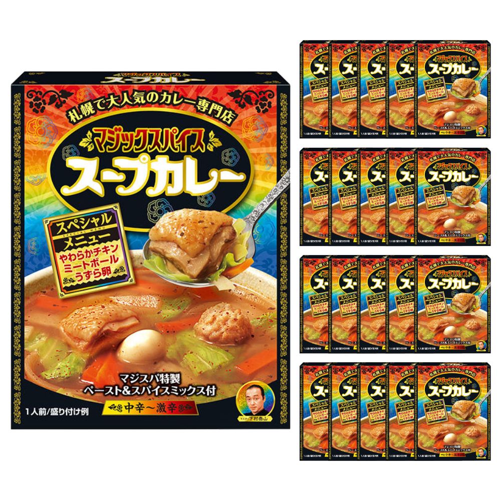 【ケース販売／送料込】マジックスパイス スープカレー やわらかチキン 1人前×20個セット 札幌スープカリー マツコの知らない世界｜レトルト グルメ 北海道 お土産 仕送り おいしい 離れて暮らす家族に ストック 常備食 お手軽 国産 保存食 常温保存 ローリングストック