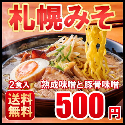 北海道の第一北海丸 送料無料 お試し味噌2食 500円 北海道 ラーメン 札幌熟成生麺 目利き厳選 味噌2種 送料無料 画像2