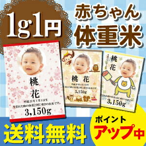 【ポイント2倍】赤ちゃん体重米 出産内祝い『出生体重米 ななつぼし』令和元年産 新米 出産内祝い 内祝い 米 送料無料 名入れ 写真入り 赤ちゃん米 体重米 ウエイト米 出産 お返し 北海道ギフト 1g1円 お米 父の日