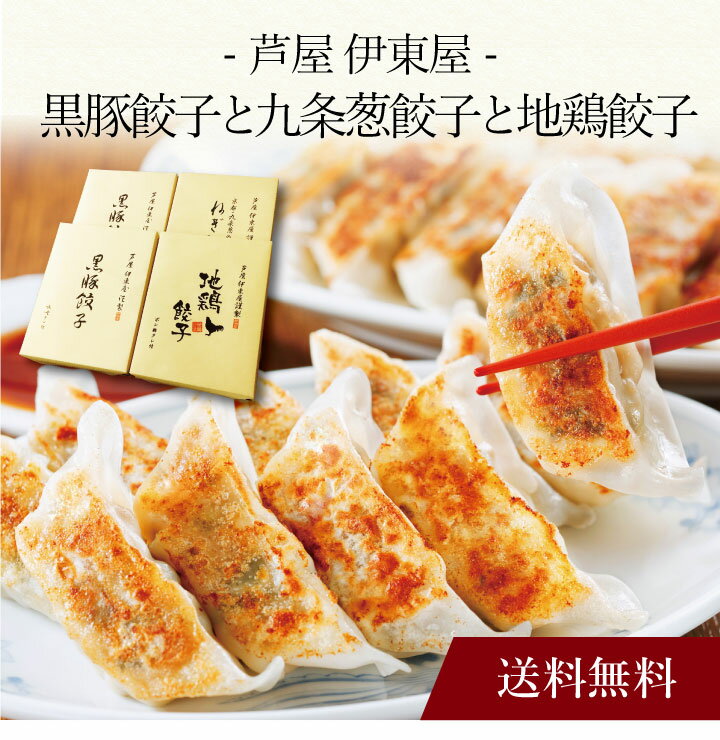 【ポイント5倍】〔 「芦屋 伊東屋」謹製 黒豚餃子と九条葱餃子と地鶏餃子 JNKKG-50 〕お取り寄せ 送料無料 内祝い 出産内祝い 新築内祝い 快気祝い ギフト 贈り物のサムネイル