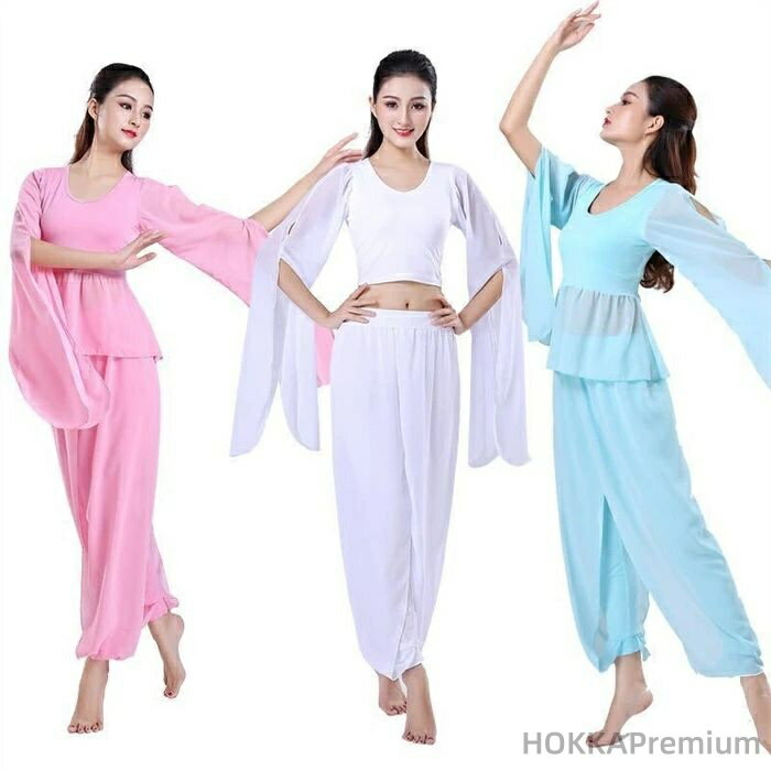 【送料無料】トアップ トップス ロングパンツ ガウチョパンツ ヨガウェア ダンスウェア 練功服 エレガント スリム 舞台演出服 練習着 表演服