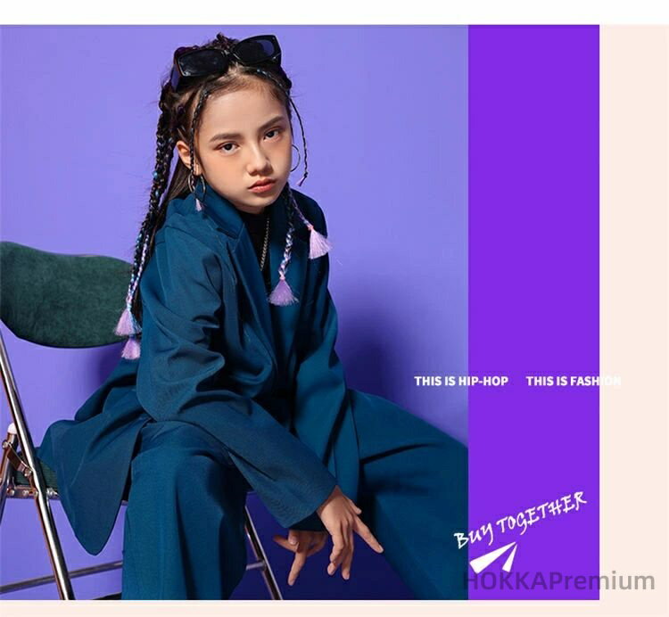 【送料無料】スーツ ダンス衣装 セットアップ キッズ ジャケット パンツセット 女の子 男の子 ブルー 長袖 コート かっこいい ジャズ k-pop