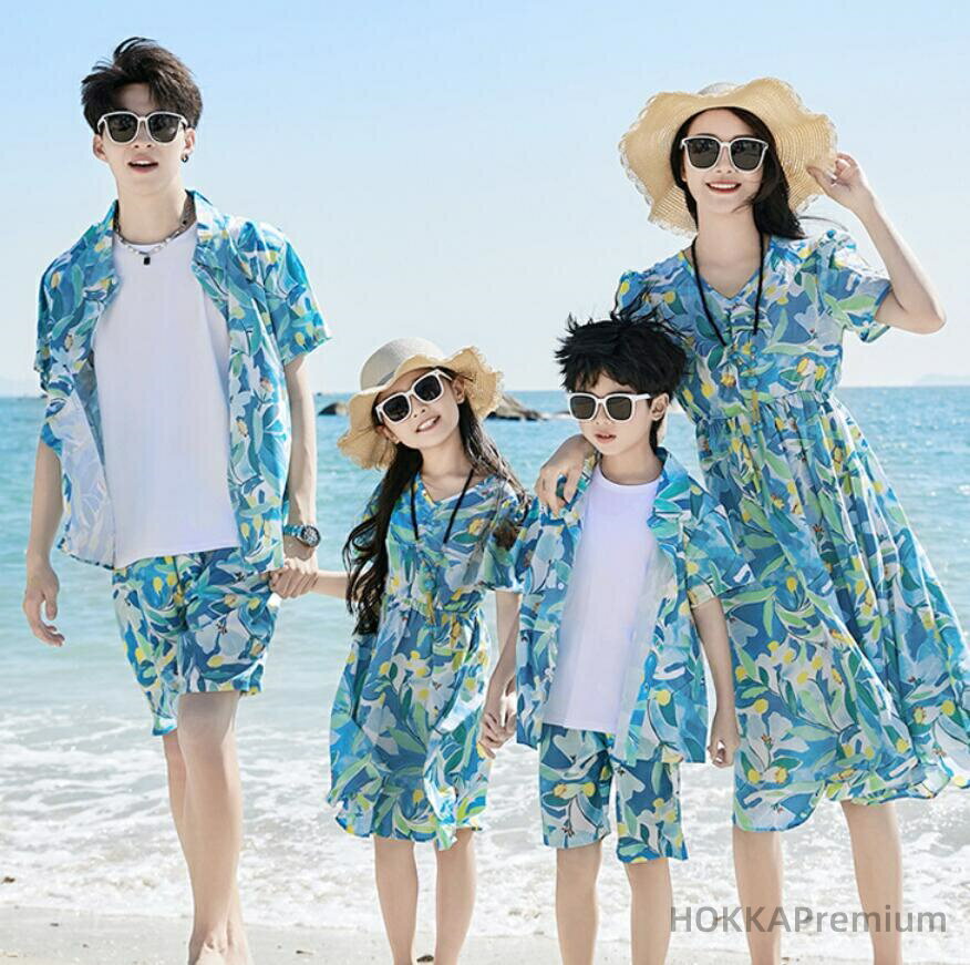 【送料無料】親子ペア ペアルック 夏 花柄 ワンピース アロハシャツ ペアtシャツ 親子ペア 赤ちゃん ベビー パパ 家族 お揃い 旅行 リゾート ママ 女の子 パパ 男の子