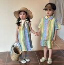 【送料無料】キッズ 男の子 半袖 シャツ ハーフパンツ 上下セット 女の子 ワンピース 子供服 ジュニア 子供 子ども ベビー カラフル 夏 夏服 ゆったり シ...