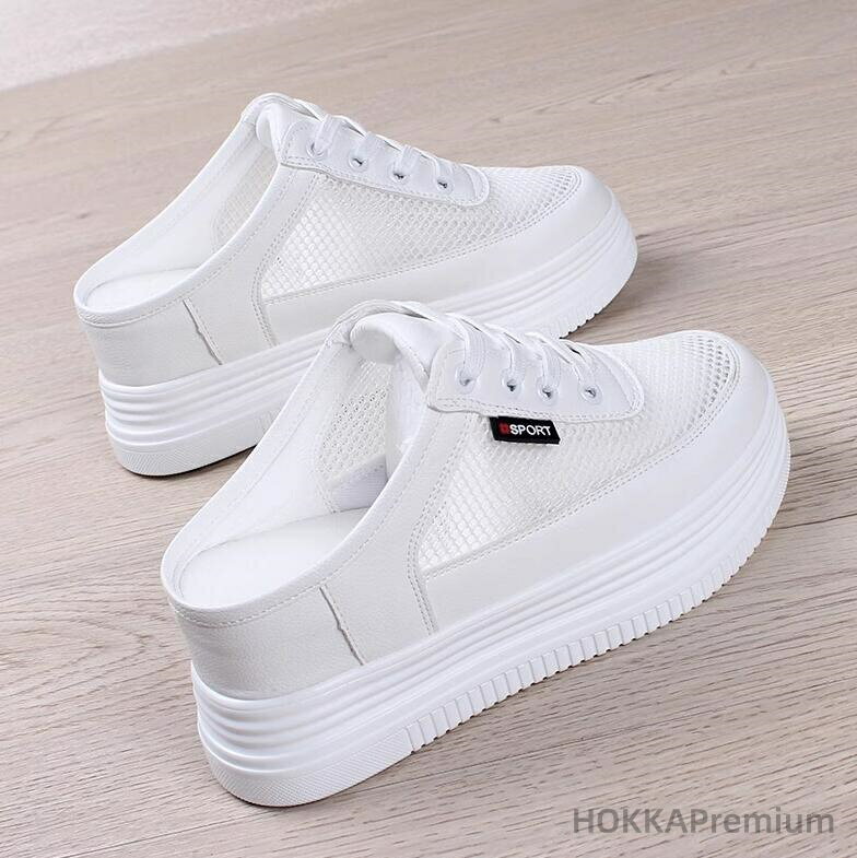 【送料無料】通気性サンダル レディース スニーカーサンダル 厚底 かかとなしサンダル 編み上げ レースアップシューズ スリッポン ミュール サンダル スリッパ