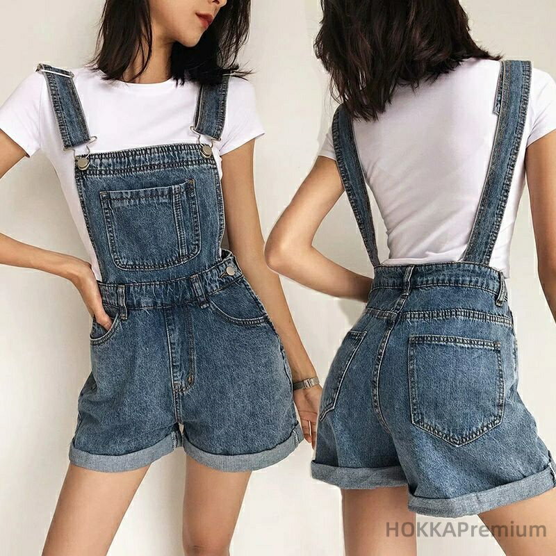 Nylon, Rayon, Polyester - 【送料無料】デニムサロペットレディース ショートパンツ 短パン 女性用ジーパン ジーンズ 半ズボン ハーフパンツ無地 カジュアル 大人/学生 可愛い 美尻