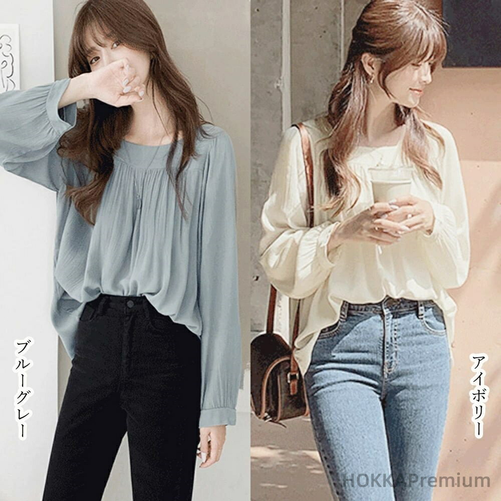 Rakuten - 【送料無料】ゆったり ふんわり 長袖 シフォン OL 通勤 プリーツ オフィス ブラウス シアートップス レディース 薄手