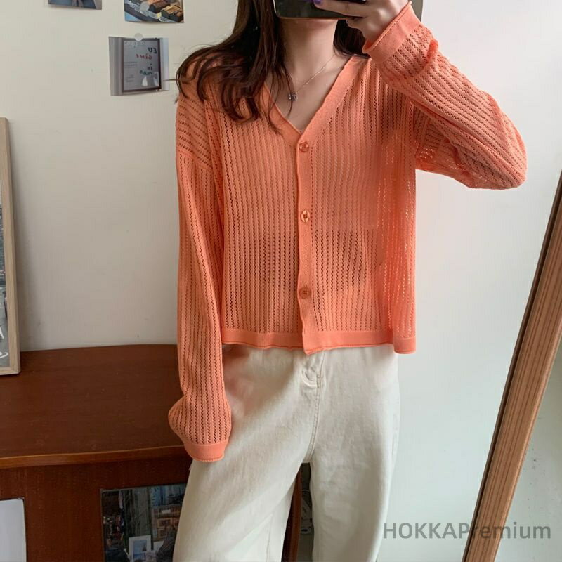 Rakuten - 【送料無料】冷房対策 長袖 透かし 薄手 羽織り 夏 日焼け止め uvカット サマーカーディガン レディース カーディガン