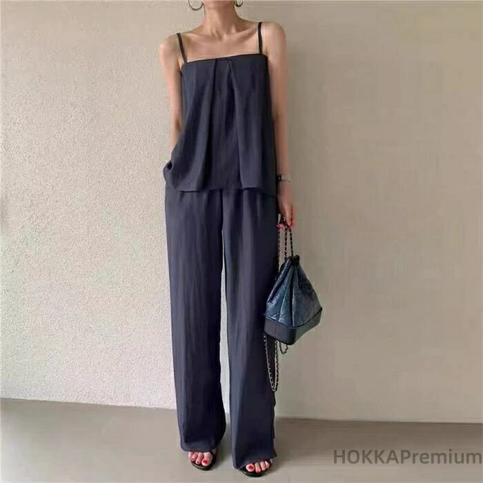 Suits For Job Interviews - 【送料無料】綿麻 コットンリネン パンツドレス パンツスーツ ノースリーブ 春夏 夏 無地 女の子 日常デー 通勤 卒業式