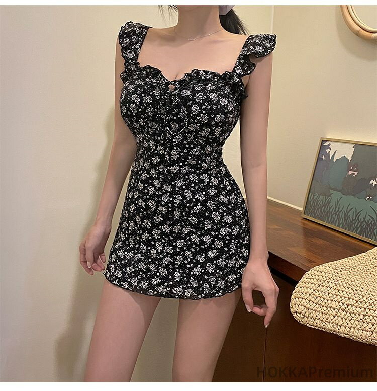 【送料無料】ガーリー 華やか かわいい 大人可愛い ハイウエスト 編み上げ フリル リボン レースアップ 体型カバー ワンピース ビキニ 水着