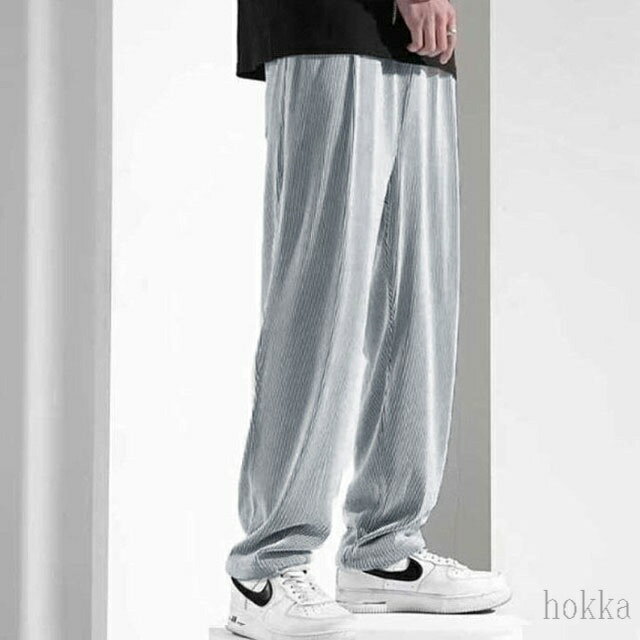 【送料無料】涼しい 夏パンツ メンズ アイスシルクパンツ ワイドパンツ 長ズボン ゆったり 接触冷感 速乾 ストレッチパンツ 冷感サラサラ イージーパンツ ダンス ワンマイルウェア
