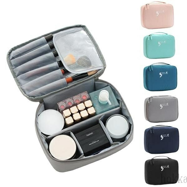 【送料無料】 トイレタリーバッグ トラベルポーチ 洗面 コスメ用品入れ メイクボックス メイクブラシ 仕切り 大容量 撥水 防水 コンパクト 【メール便】