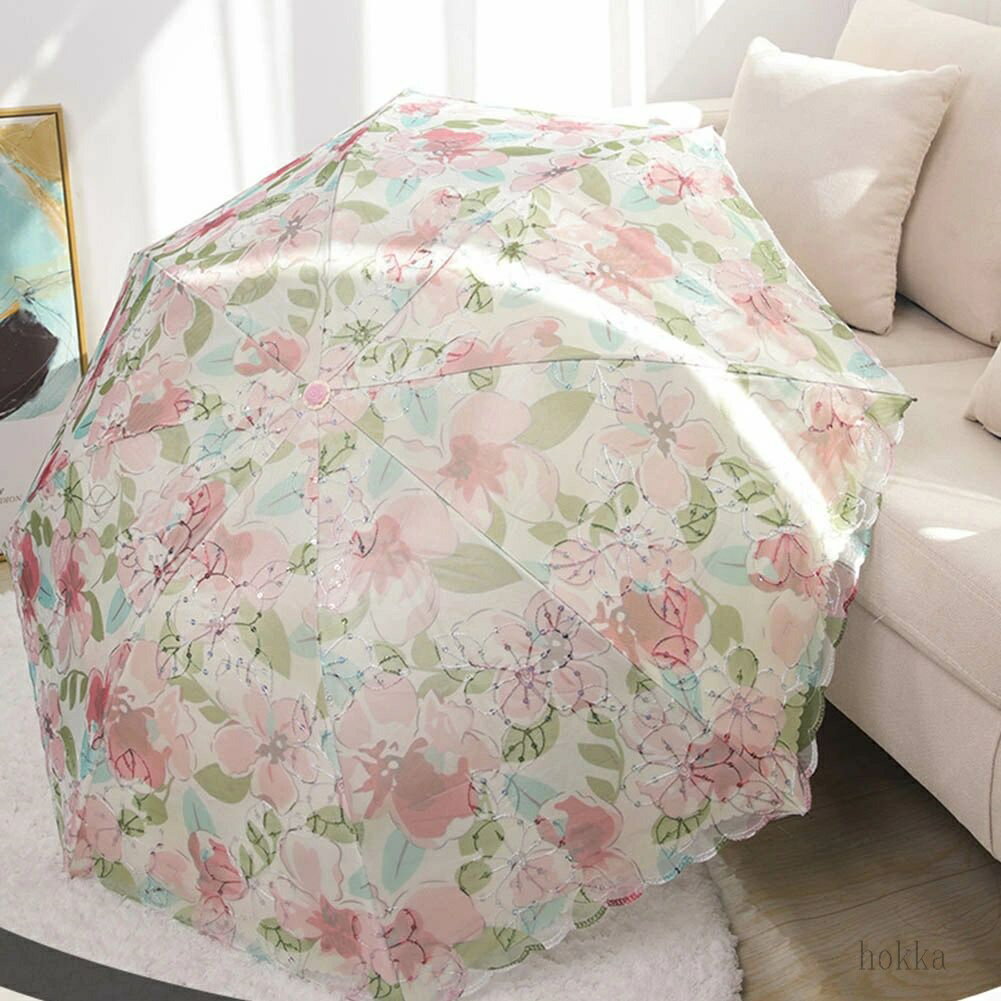 【送料無料】日傘 折りたたみ 二重張り 完全遮光 uvカット率 レース 刺繍 花柄 遮光遮熱 紫外線遮蔽率 ..