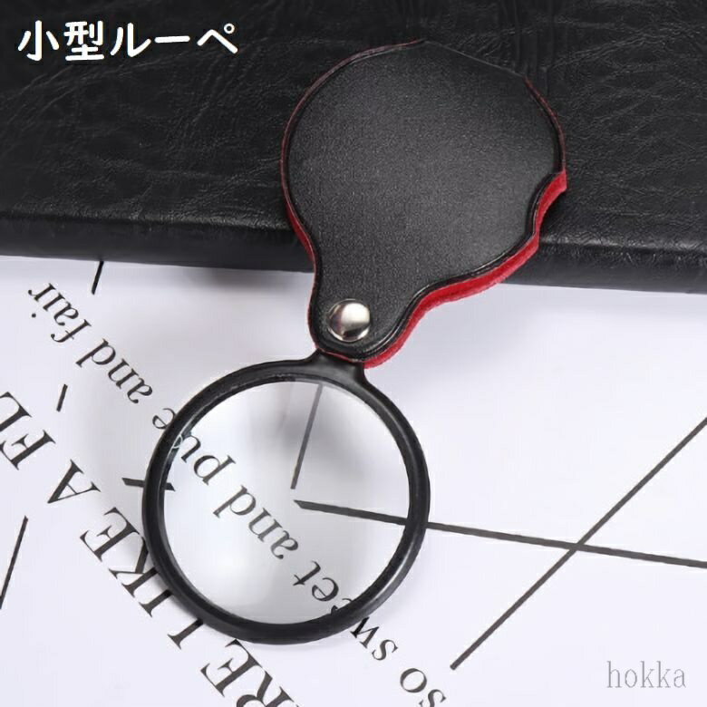 【送料無料】ルーペ 拡大鏡 虫眼鏡 虫めがね 小型 ミニルーペ 折り畳み 10倍 フェイクレザー 携帯 コンパクト 持ち歩き おしゃれ