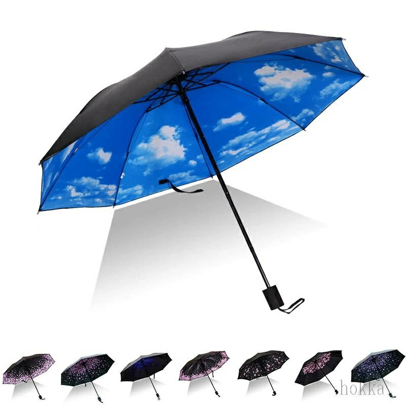 【送料無料】折りたたみ傘 日傘 UVカット 遮光率99% 8本骨 花柄 桜 星空 三つ折り傘 紫外線遮蔽 梅雨対策 耐風 撥水 晴雨兼用 レディース