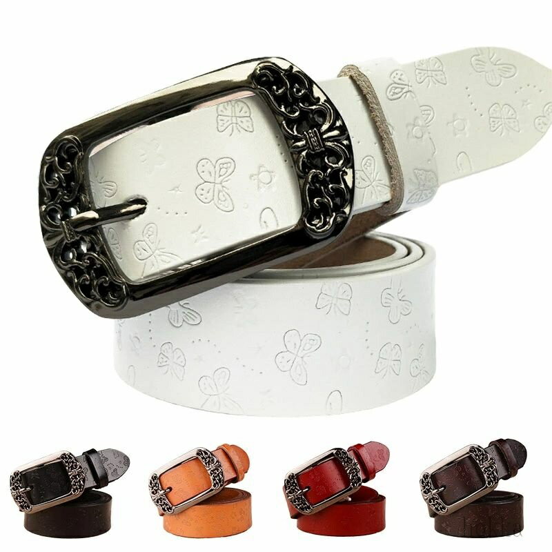 【送料無料】ベルト レディース カジュアル 可愛い 本革ベルト 花柄 レザー 耐久性 柔らかい ビジネス ..