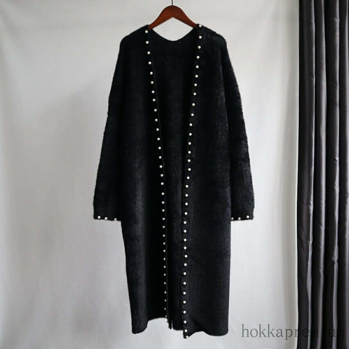 【送料無料】ブラック ピンク ホワイト シンプル 長袖 羽織り パール カーディガン レディース トップス 着こなし 上品 パールデザイン