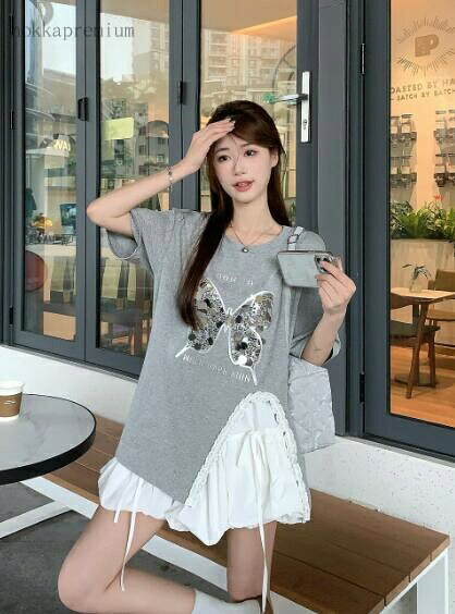 乐天商城 - 【送料無料】半袖　トップス　カットソー　Tシャツ　スリット　シンプル　ダンス　衣装　ヒップホップ　HIPHOP　レディース　ガールズ