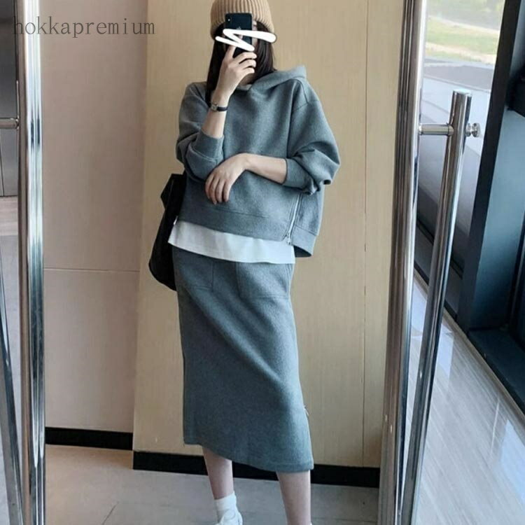 【送料無料】スポーツウェア スリット 秋 スウェットスカート 着?せ 可愛い スポーツ 上下セット 2点セット セットアップ 春 カジュアル