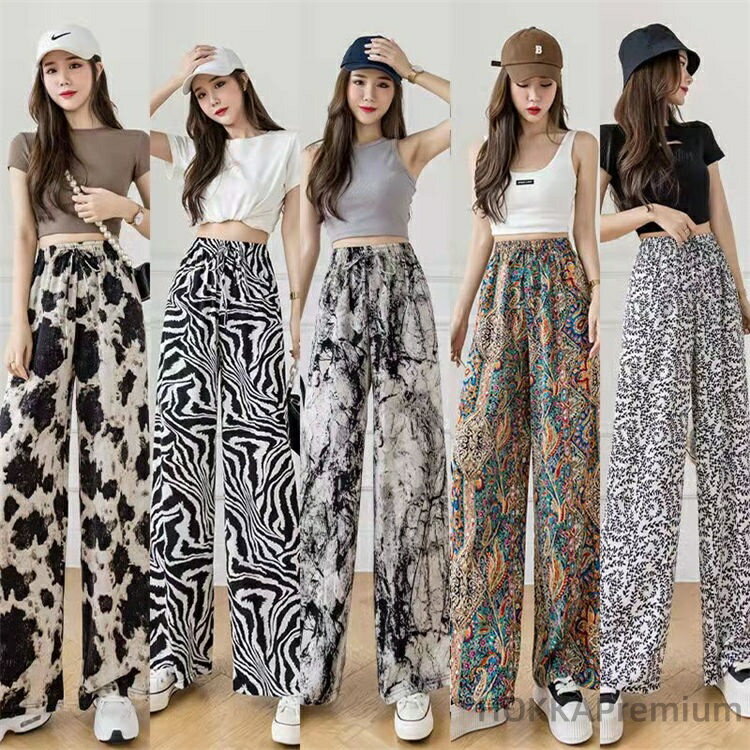 【送料無料】ズボン パンツ レディース 涼しいズボン 薄手 ひんやりパンツ ジーパン ジョガーパンツ 水墨 接触冷感 ワイドパンツ