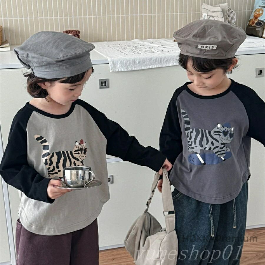 【送料無料】子供の春の新型アニメ長袖tシャツ男女の赤ちんの洋風が肩の袖の底のシャツを癒します。