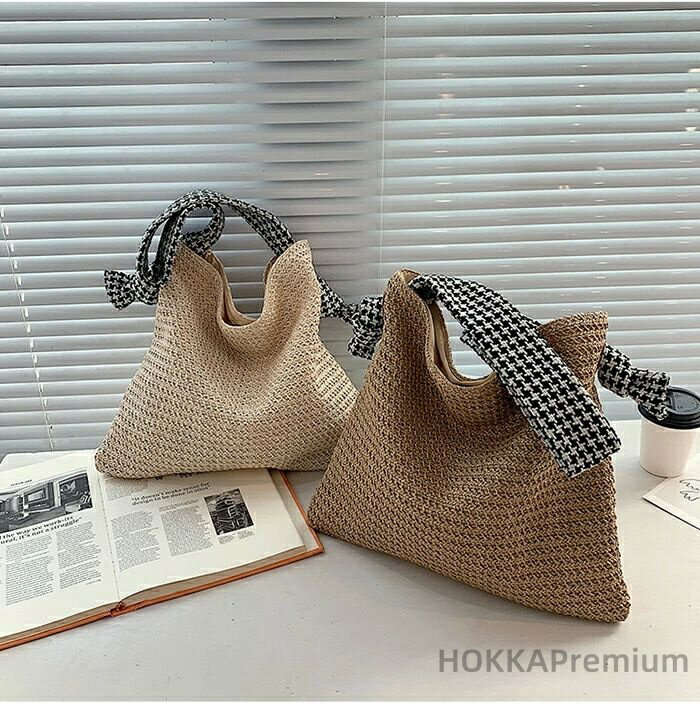 【送料無料】あみバッグ カバン 麦わらトート 軽量 大容量 大きめ バスケット 旅行バッグ 大きめ 編みバッグ トートバッグ レディース 2