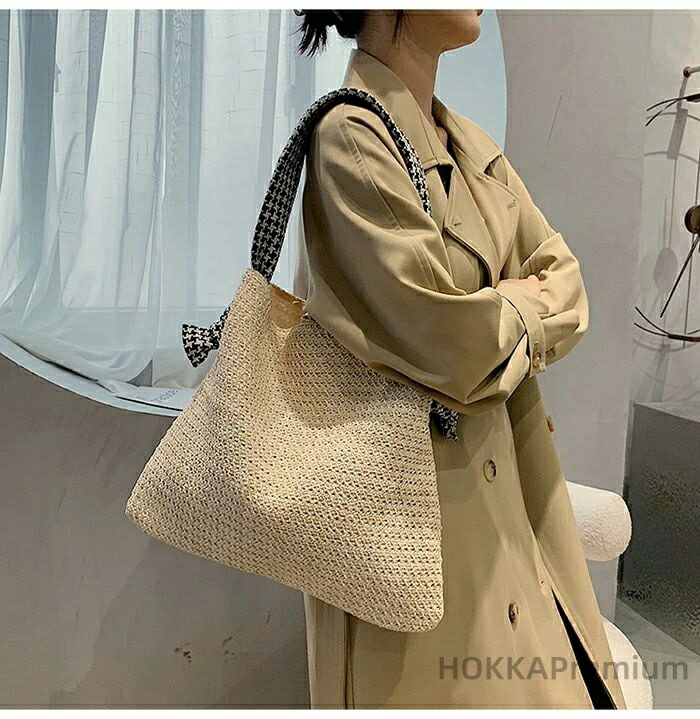 【送料無料】あみバッグ カバン 麦わらトート 軽量 大容量 大きめ バスケット 旅行バッグ 大きめ 編みバッグ トートバッグ レディース 3