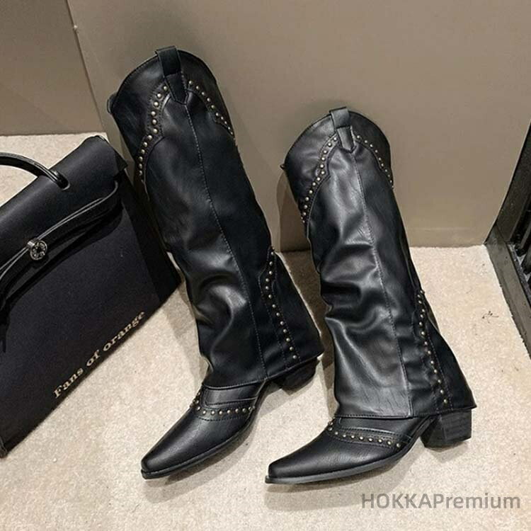 【送料無料】ウエスタンブーツ 春秋 美脚 履きやすい 痛くない ウエスタンブーツ ローヒール 6cm 走れる ブーツ シンプル 軽量