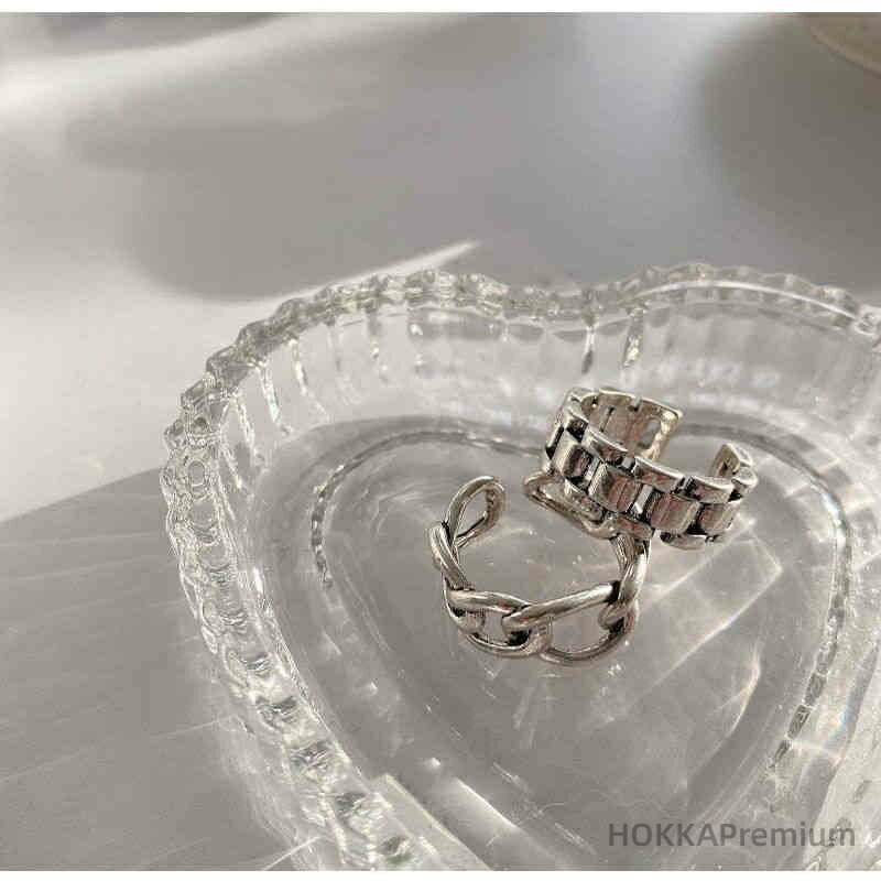 【送料無料】フリーサイズ オープン アンカーチェーンリング * ブロックリング シルバー 2点セット レディース 指輪 リング ヴィンテージ