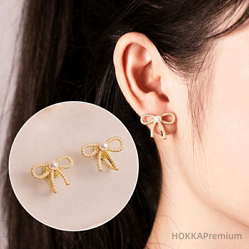 【送料無料】リボン ニッケルフリー シンプル 金属アレルギー対応 レディース イヤリング 両耳セット ..