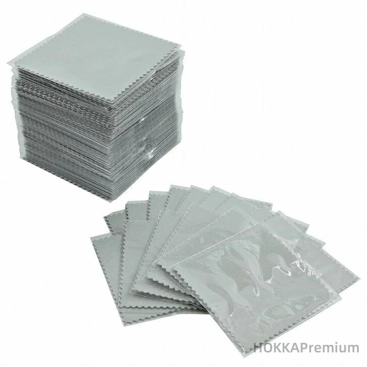 【送料無料】シルバー クロス 銀磨き布 布 貴金属磨きクロス (グレー/100枚（個別包装）)