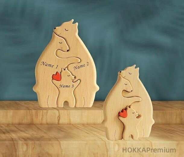 【送料無料】爆発的なAmazonインディーズDIY木製パズル母子熊母子象セット木製オーナメント