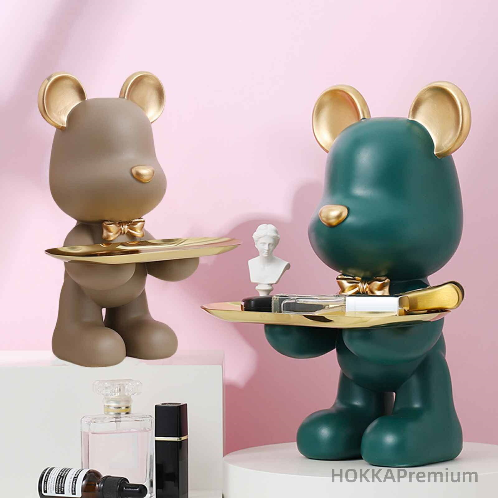 【送料無料】動物 収納トレイ かわいい 紛失防止 樹脂 小物収納 皿を捧げるくまさん 小物収納 鍵置き ..