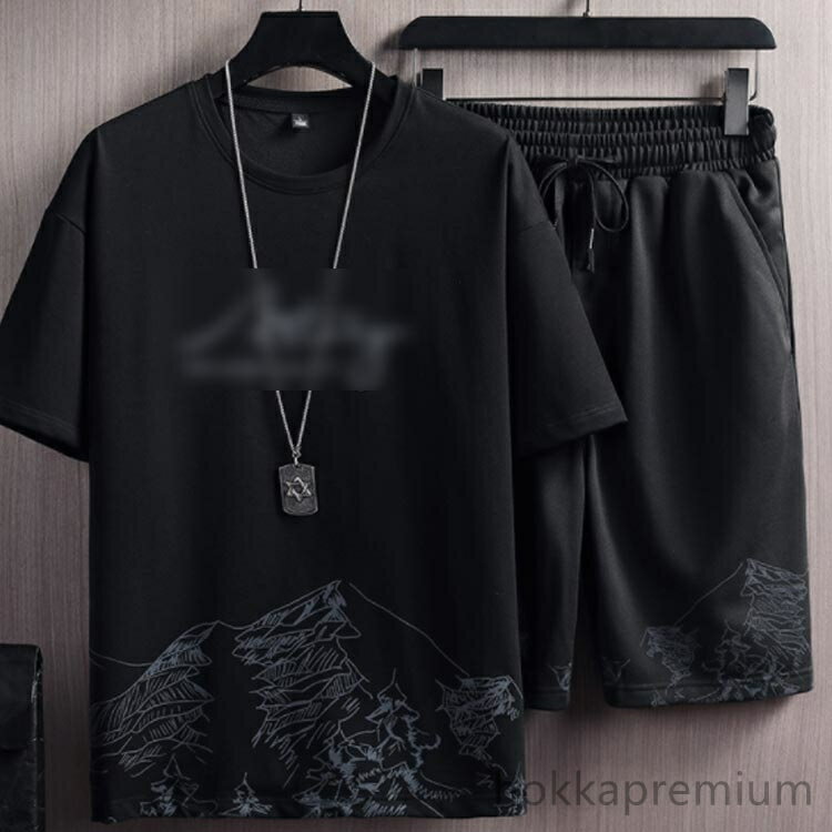 【送料無料】無地 上下セット 短パン tシャツ クルーネック ジャージ 大きいサイズ シンプル カジュアル おしゃれ 半袖Tシャツ 2点セット