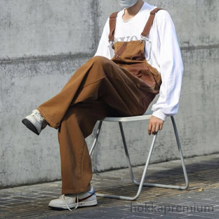 【送料無料】大きいサイズ オーバーオール メンズ オールインワン ワークカーゴパンツ ポケット 作業着 サロペット オーバーオール メンズ ゆったり 無地 カジュアル ストリート系 ワイドパンツ ワークウェア おしゃれ 春夏 秋冬 通年対応 作業服 デニム風 綿麻素材