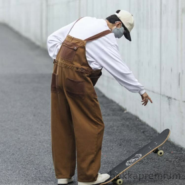 【送料無料】大きいサイズ オーバーオール メンズ オールインワン ワークカーゴパンツ ポケット 作業着 サロペット オーバーオール メンズ ゆったり 無地 カジュアル ストリート系 ワイドパンツ ワークウェア おしゃれ 春夏 秋冬 通年対応 作業服 デニム風 綿麻素材