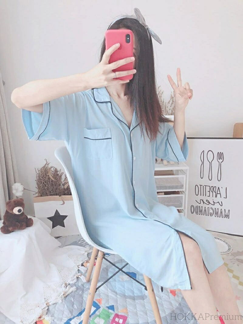 【送料無料】ワンピース レディース 春 夏 半袖 前開き ルームワンピース ミモレ丈 ゆったり ロング丈 パジャマ 春夏