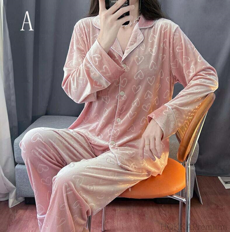 【送料無料】長袖 襟あり 前開き ルームウェア 寝巻き ナイトウェア 寝間着 姫系 ナイトガウン パジャマ 長ボトムス