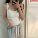 【送料無料】5color レディース インナー インナーキャミソール クロップド丈 ノースリーブ ダブルストラップ リブ ハートネック 楽ちん ルームウェア 肌...