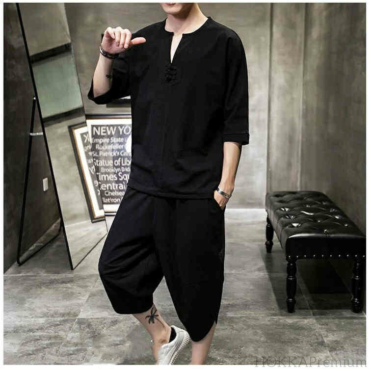 【送料無料】男性 シャツ 夏 セットアップ メンズ 半袖 綿麻 上下セット スウェット ジャージ 部屋着 ..