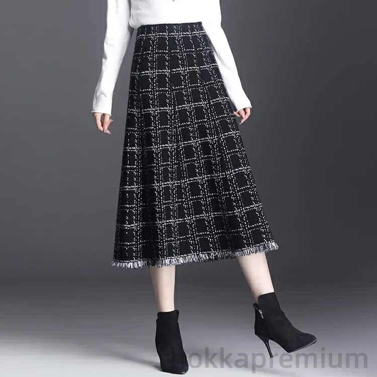 HOKKAPremiumの【送料無料】ミモレ丈スカート マキシスカート 冬服 冬物 秋服 秋物 冬 秋 夏 春 ロングスカート ボトムス スカート ツイード スカート｜アングル2