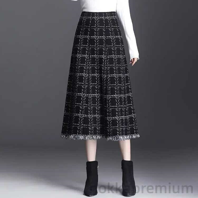 HOKKAPremiumの【送料無料】ミモレ丈スカート マキシスカート 冬服 冬物 秋服 秋物 冬 秋 夏 春 ロングスカート ボトムス スカート ツイード スカート｜アングル3