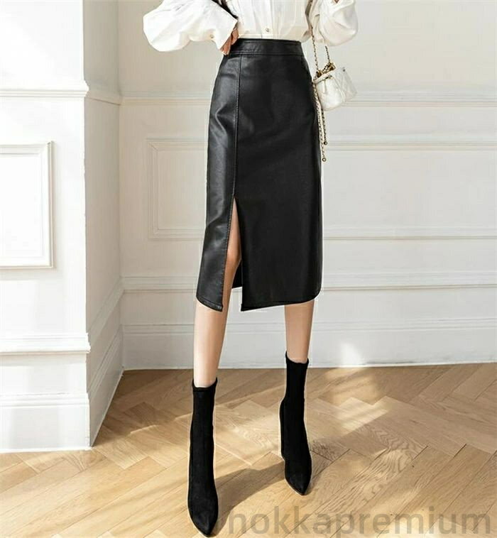 【送料無料】フェイクレザースカート タイトスカート レディース ひざ丈 ペンシル スリット入り スカート 大人きれい オフィス ボトムス