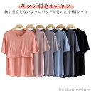 【送料無料】部屋着 ルームウェア トップス 半袖Tシャツ プレゼント 半袖 パッド付きインナー カップ付き シンプル レディース 柔らかい